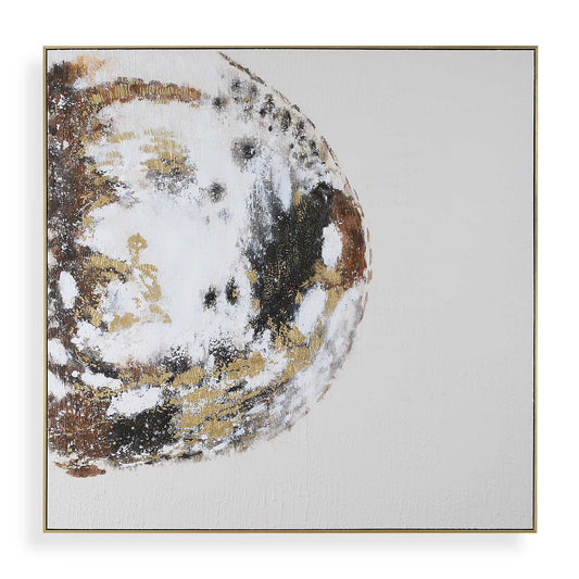 Uttermost Moon Landing Hand Painted Abstract Art - Black,Brown,Gold,Gray,White
