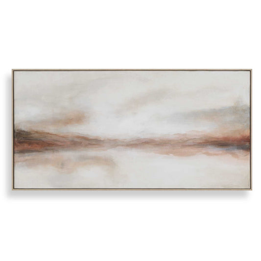 Uttermost Haze In The Horizon Landscape Painting - Brown,Orange,White