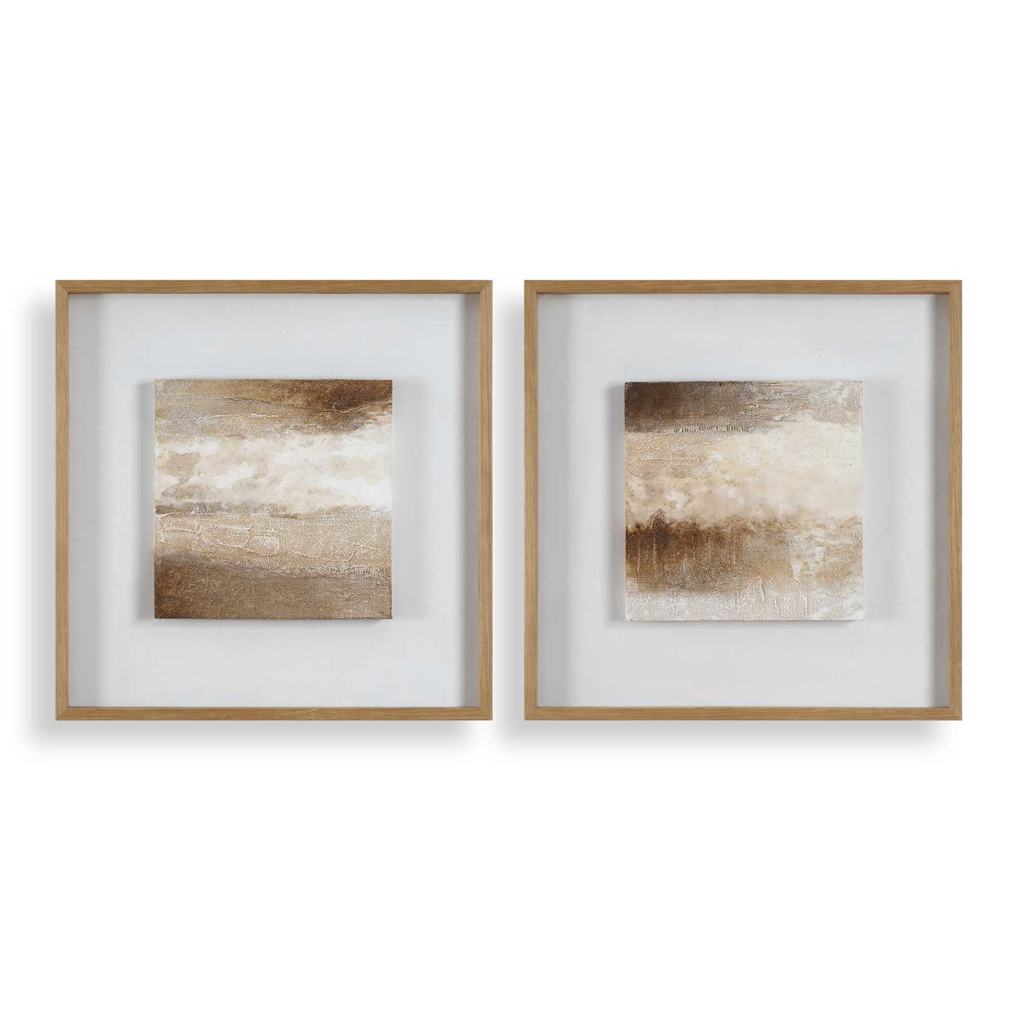 Uttermost Between Lines Abstract Painting, S/2 - Brown,White