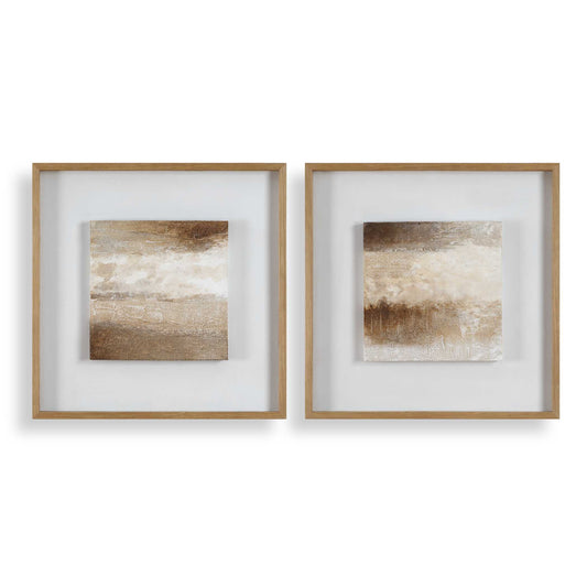 Uttermost Between Lines Abstract Painting, S/2 - Brown,White