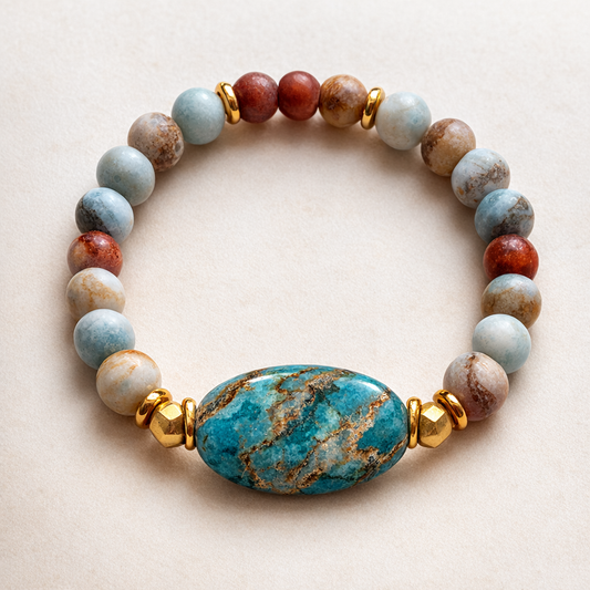 Natural Stone Aqua Terra Beaded Bracelet