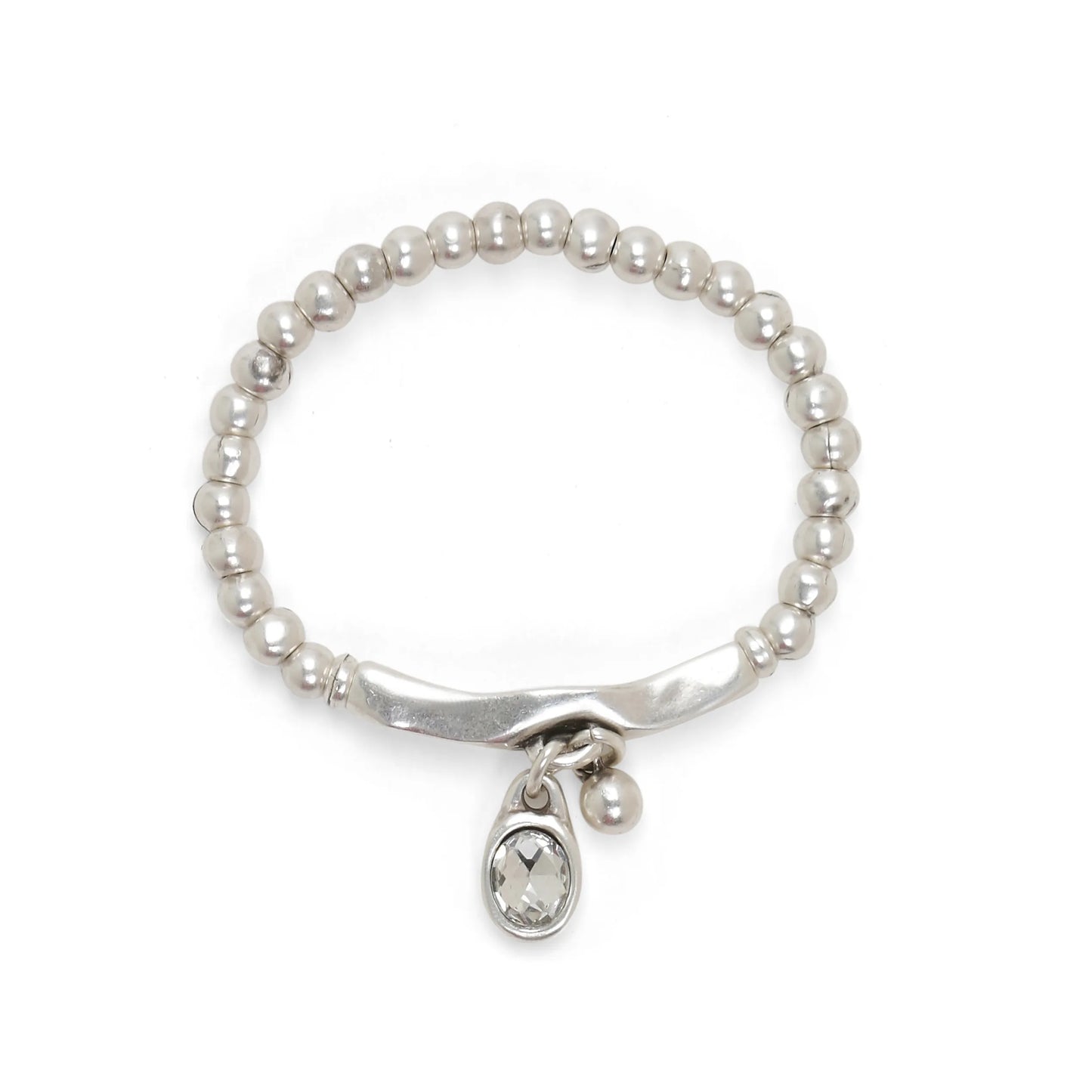 Chanour Silver Beaded Ball Chain with Crystal Chain
