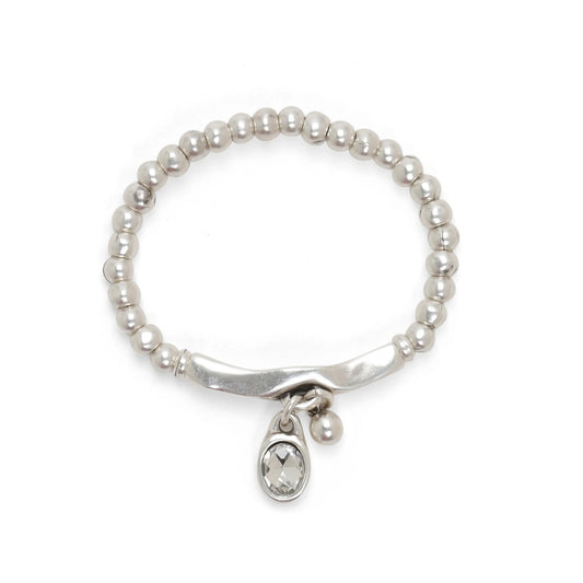 Chanour Silver Beaded Ball Chain with Crystal Chain