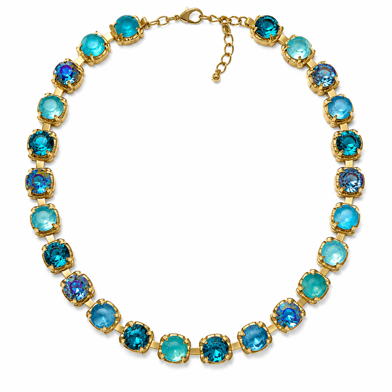 Cyrstal on Gold Necklace Multi Colors