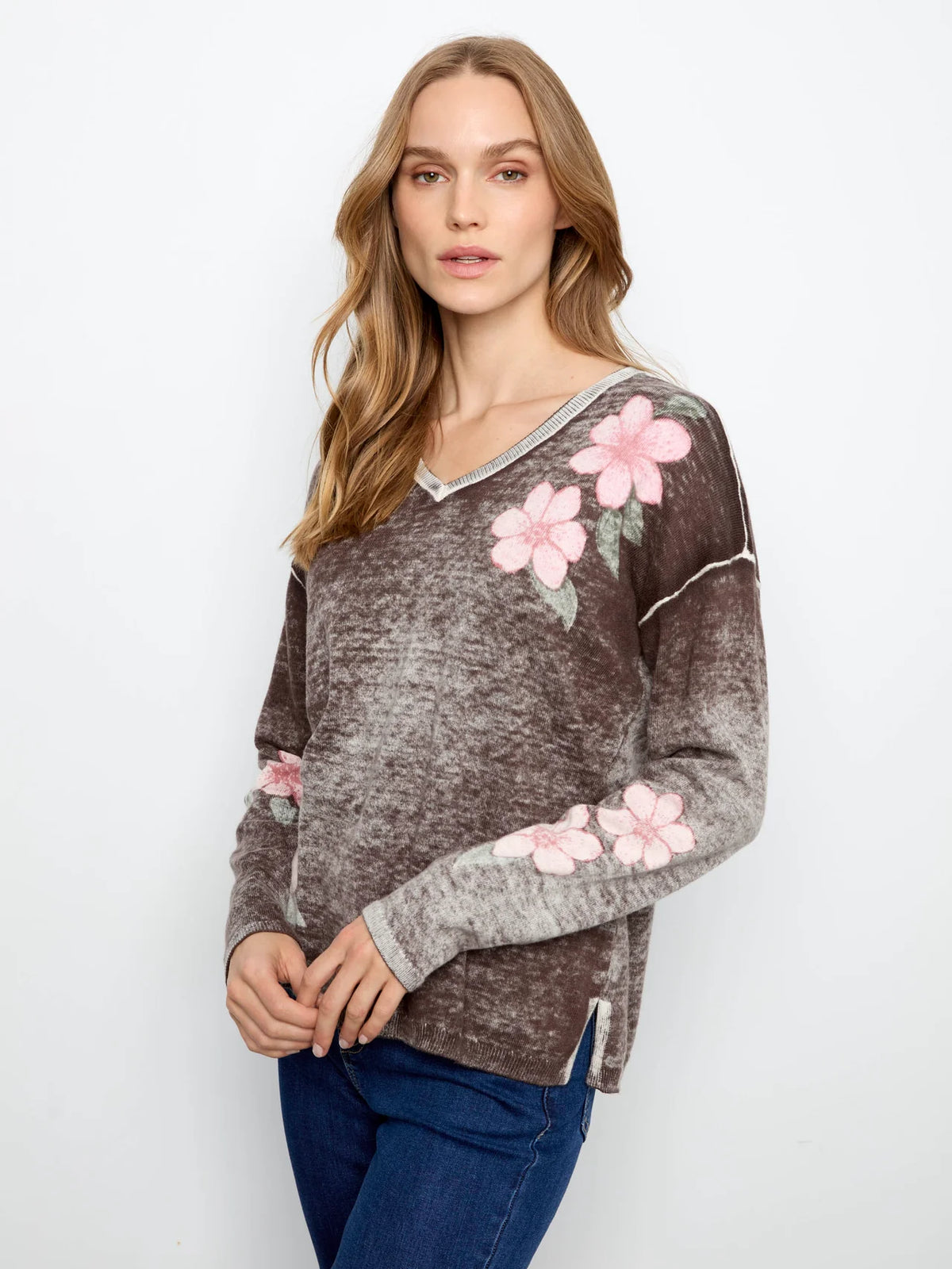 Charlie B - Reversible Printed Sweater - Coffee