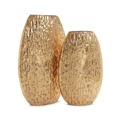 Etched Gold Metal Vase