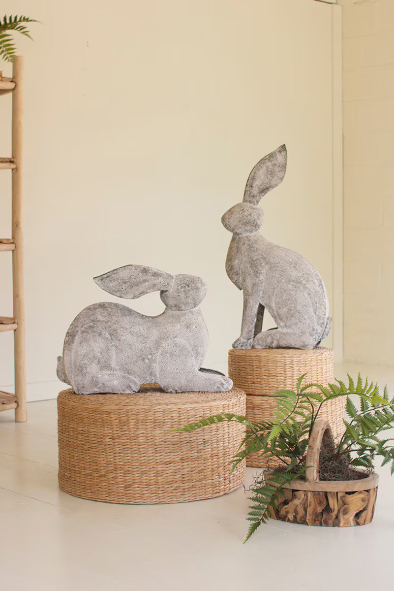 Rustic Metal Rabbits Set of 2