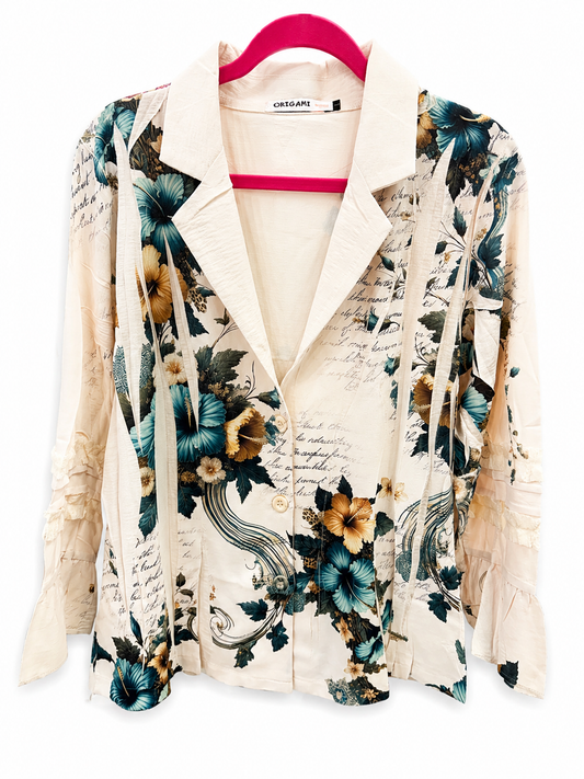Jacket Aritistic Print - Aqua Floral