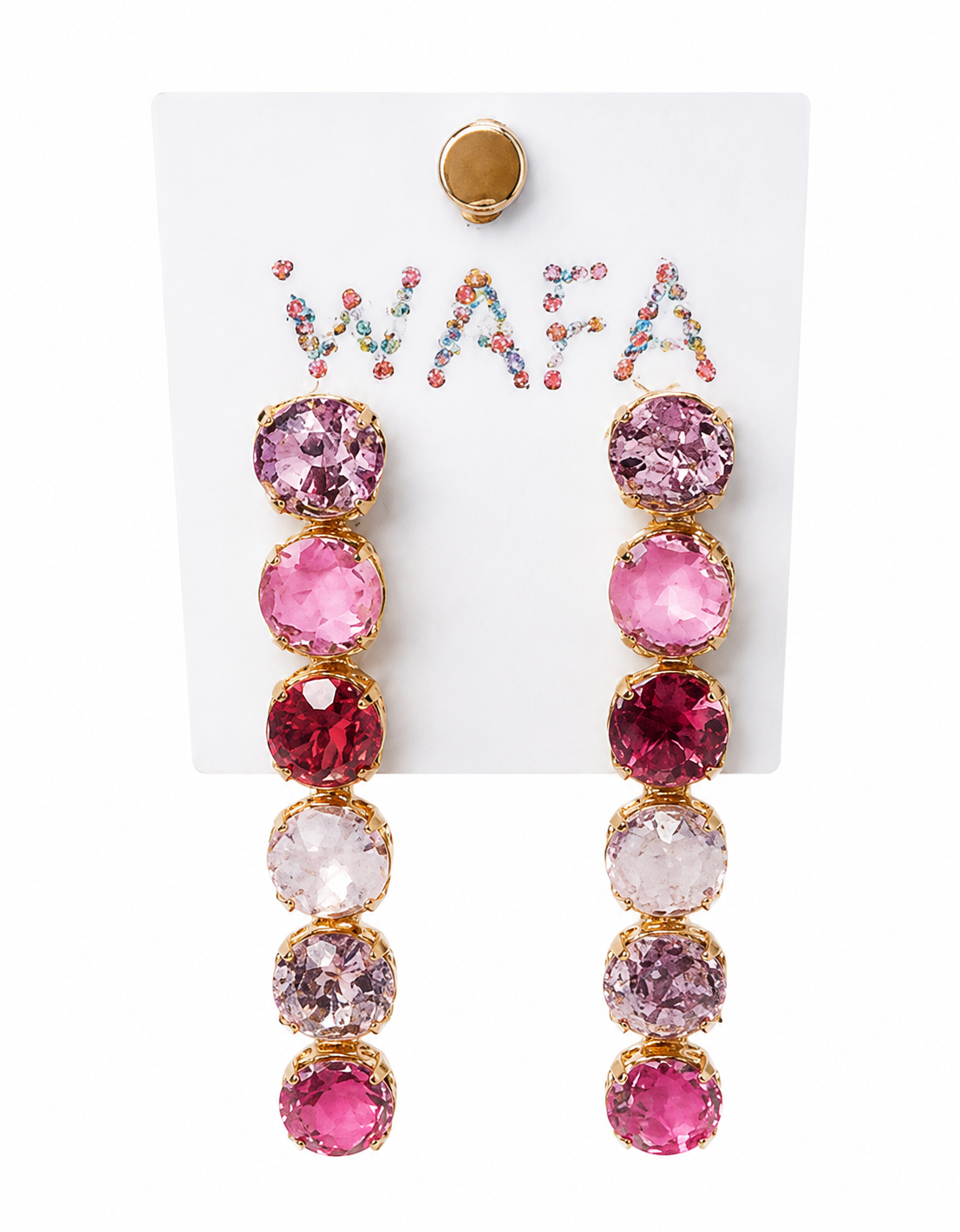 Cyrstal on Gold Earrings Multi Colors