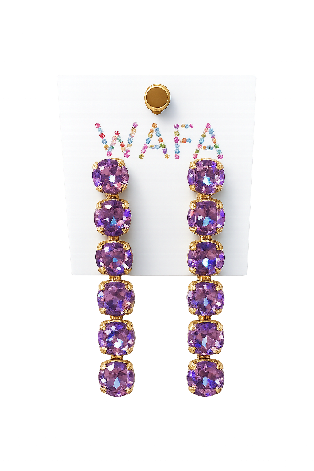 Cyrstal on Gold Earrings Multi Colors