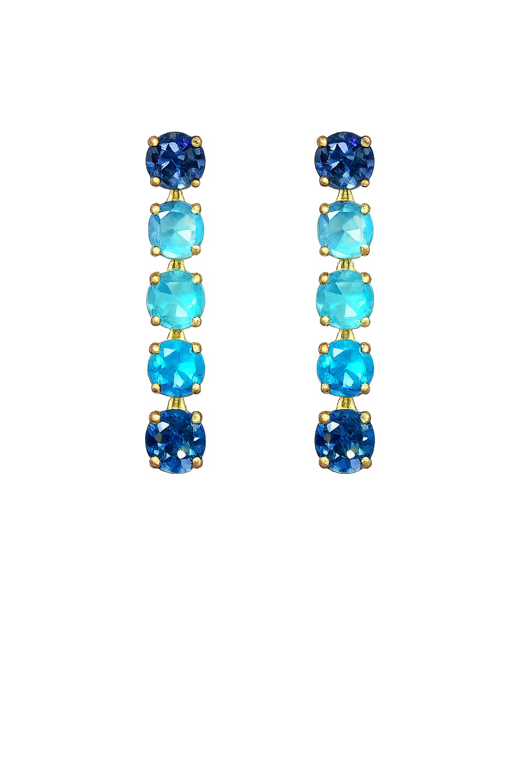 Cyrstal on Gold Earrings Multi Colors