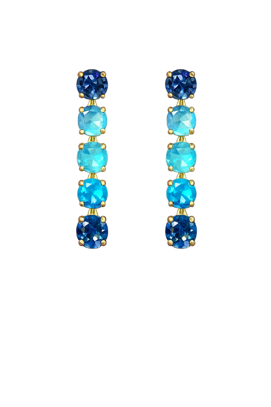 Cyrstal on Gold Earrings Multi Colors