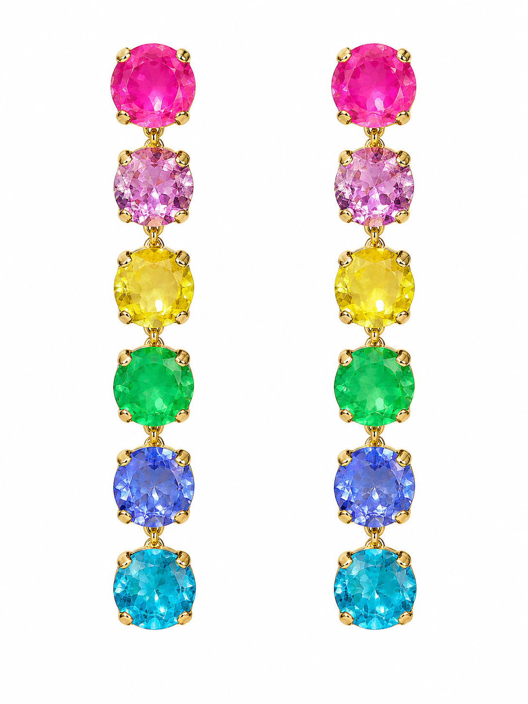 Cyrstal on Gold Earrings Multi Colors