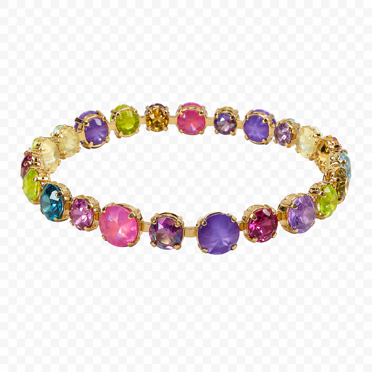 Cyrstal on Gold Bracelet Multi Colors