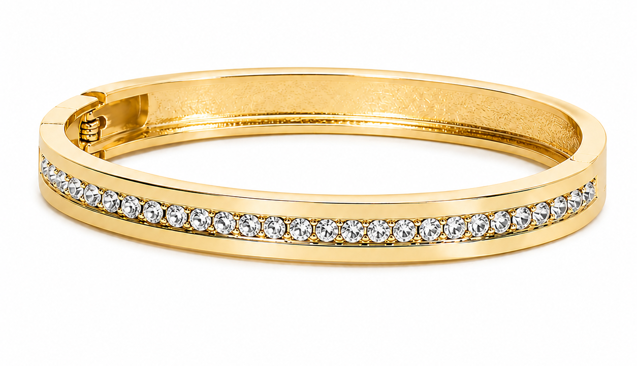 Rhinestone Gold Bangle Bracelet