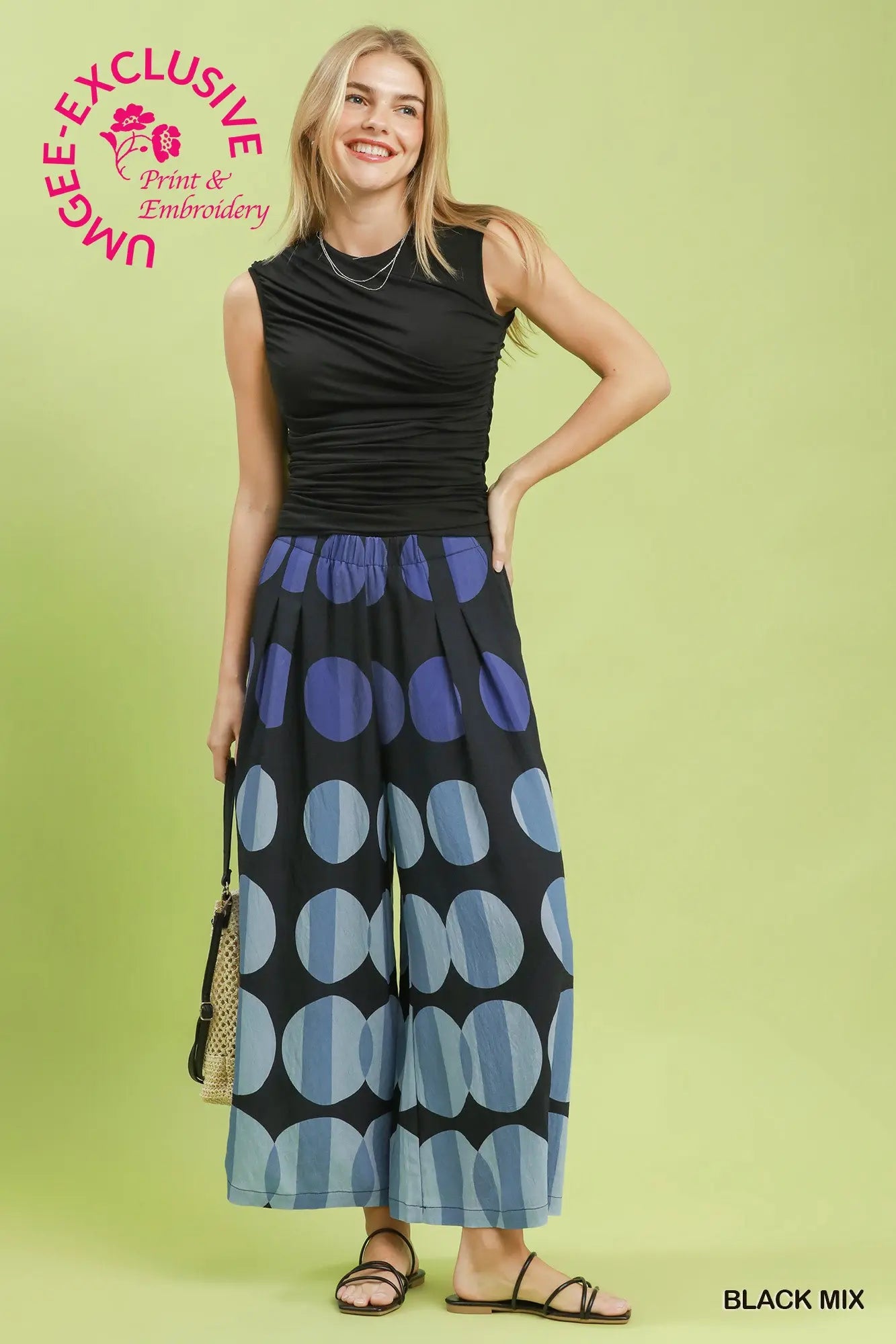 Oversized Dot Print Wide Leg Pants