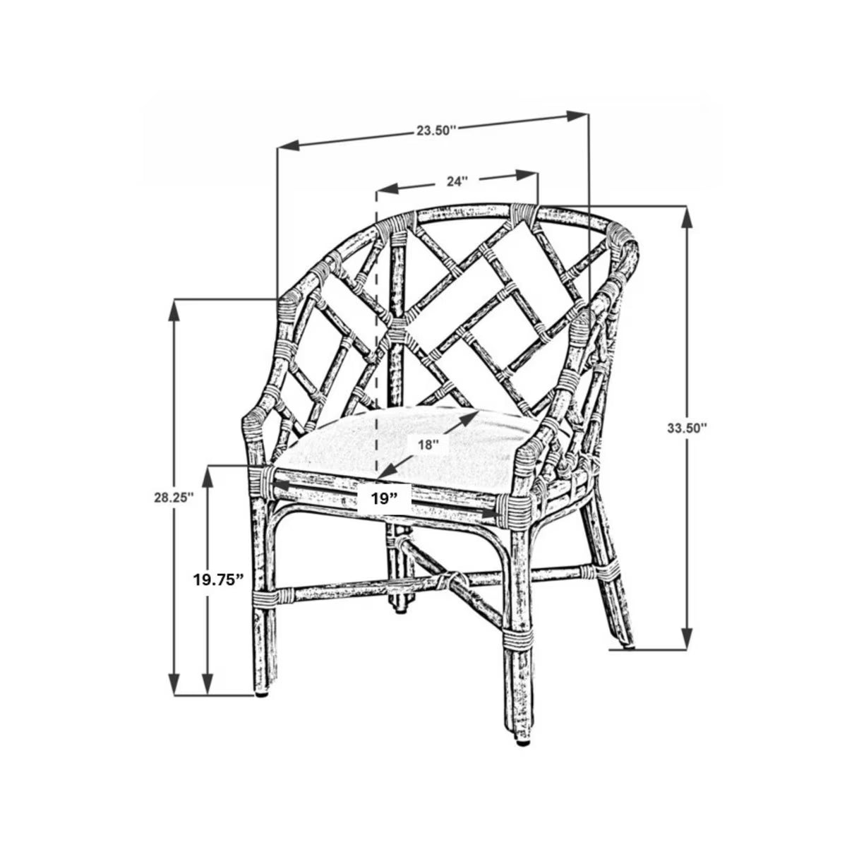 Chippendale Rattan Barrel Chair