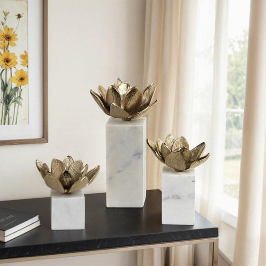 Flower Statuary With Marble Base