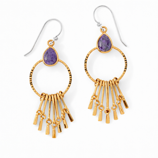 Copper Purple Turquoise Earrings
