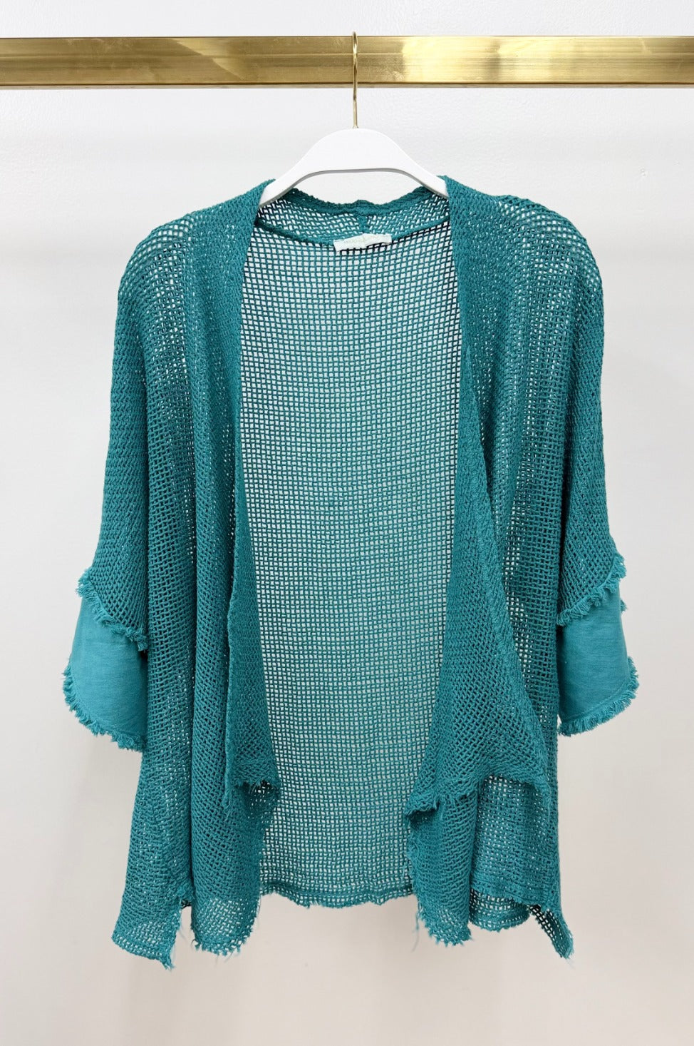 Fishnet Knit Open Front Cardigan