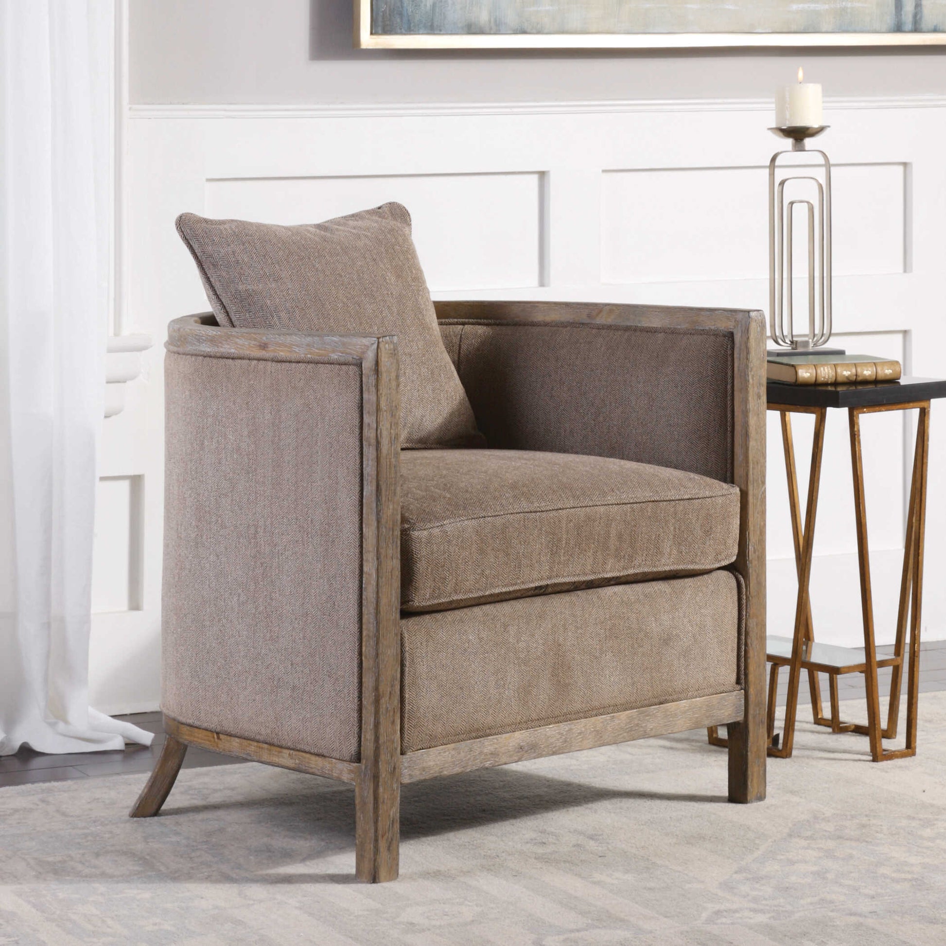 Uttermost Viaggio Gray Chenille Accent Chair