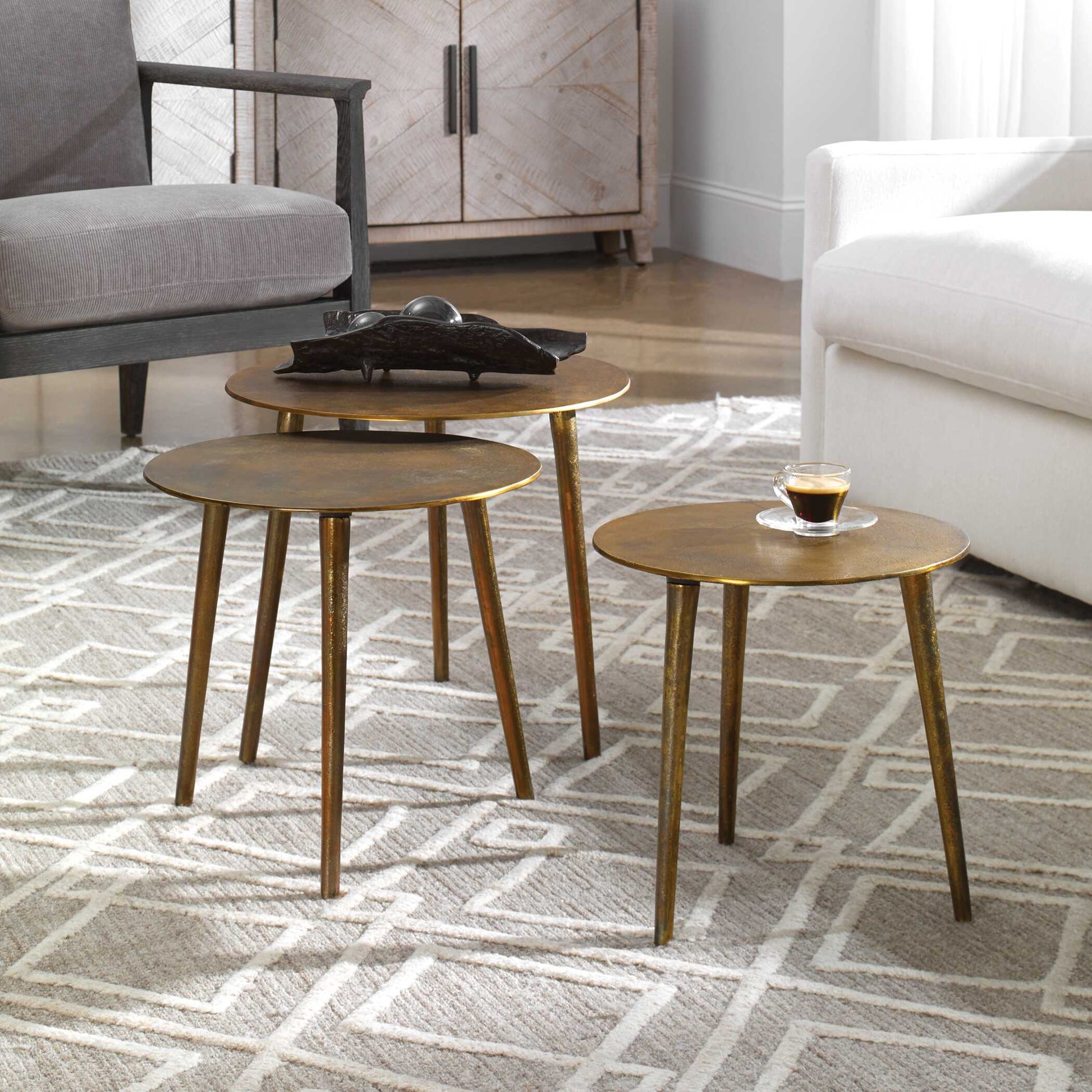 Uttermost Kasai Gold Coffee Tables Set/3