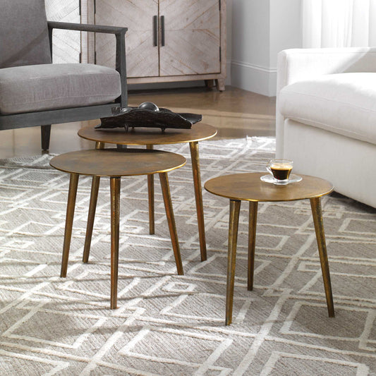 Uttermost Kasai Gold Coffee Tables Set/3