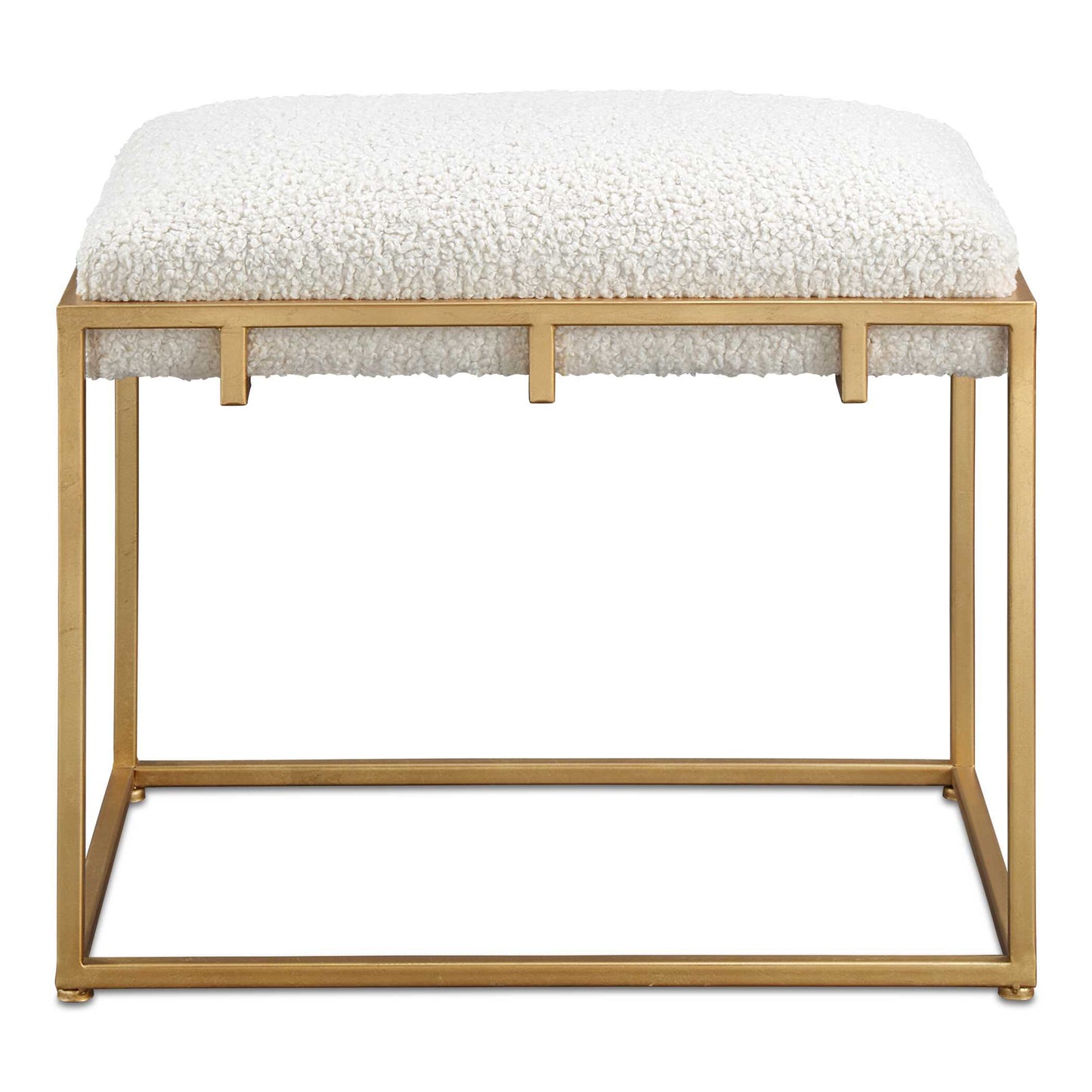 Uttermost Paradox Small Gold & White Shearling Bench