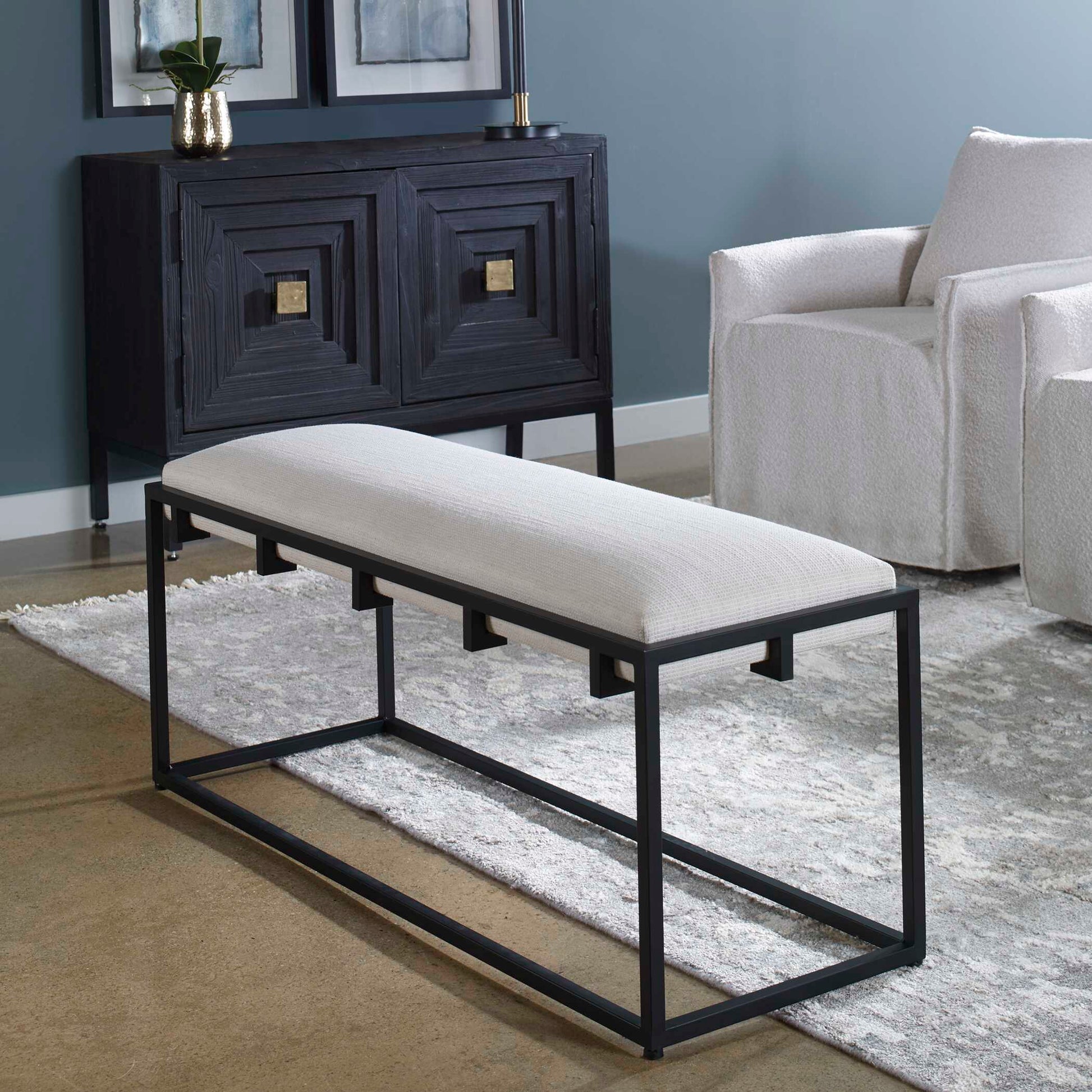 Uttermost Paradox Iron & Fabric Bench