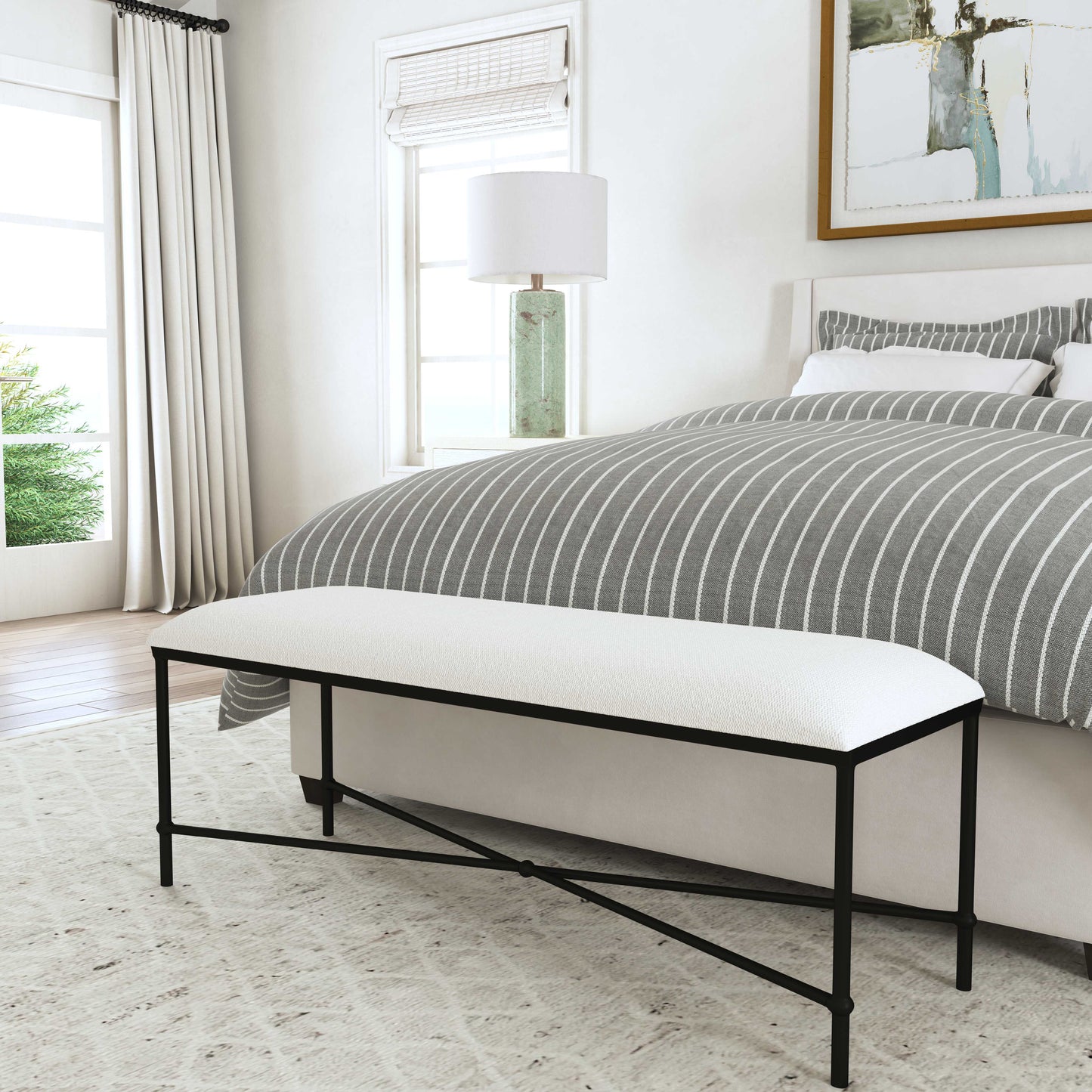 Uttermost Avenham Black Framed Bench
