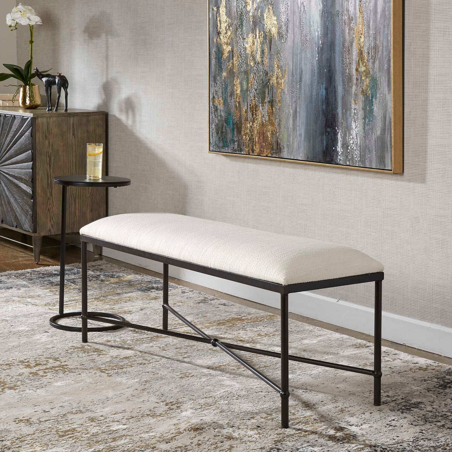 Uttermost Avenham Black Framed Bench