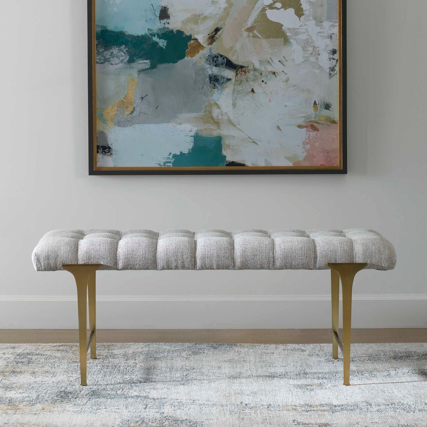 Uttermost Imperial Upholstered Gray Bench