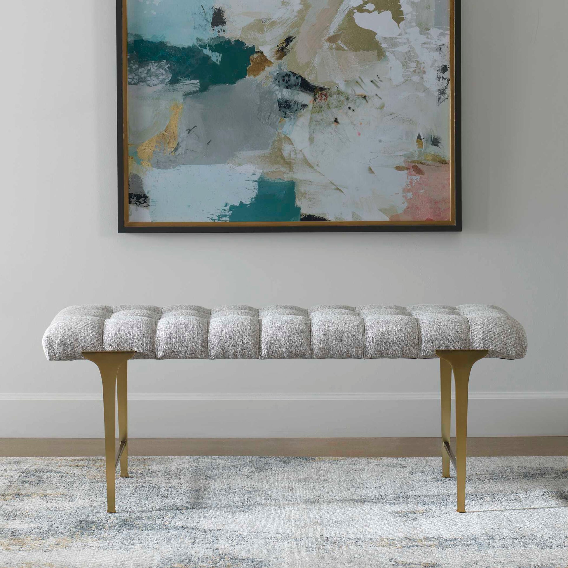 Uttermost Imperial Upholstered Gray Bench