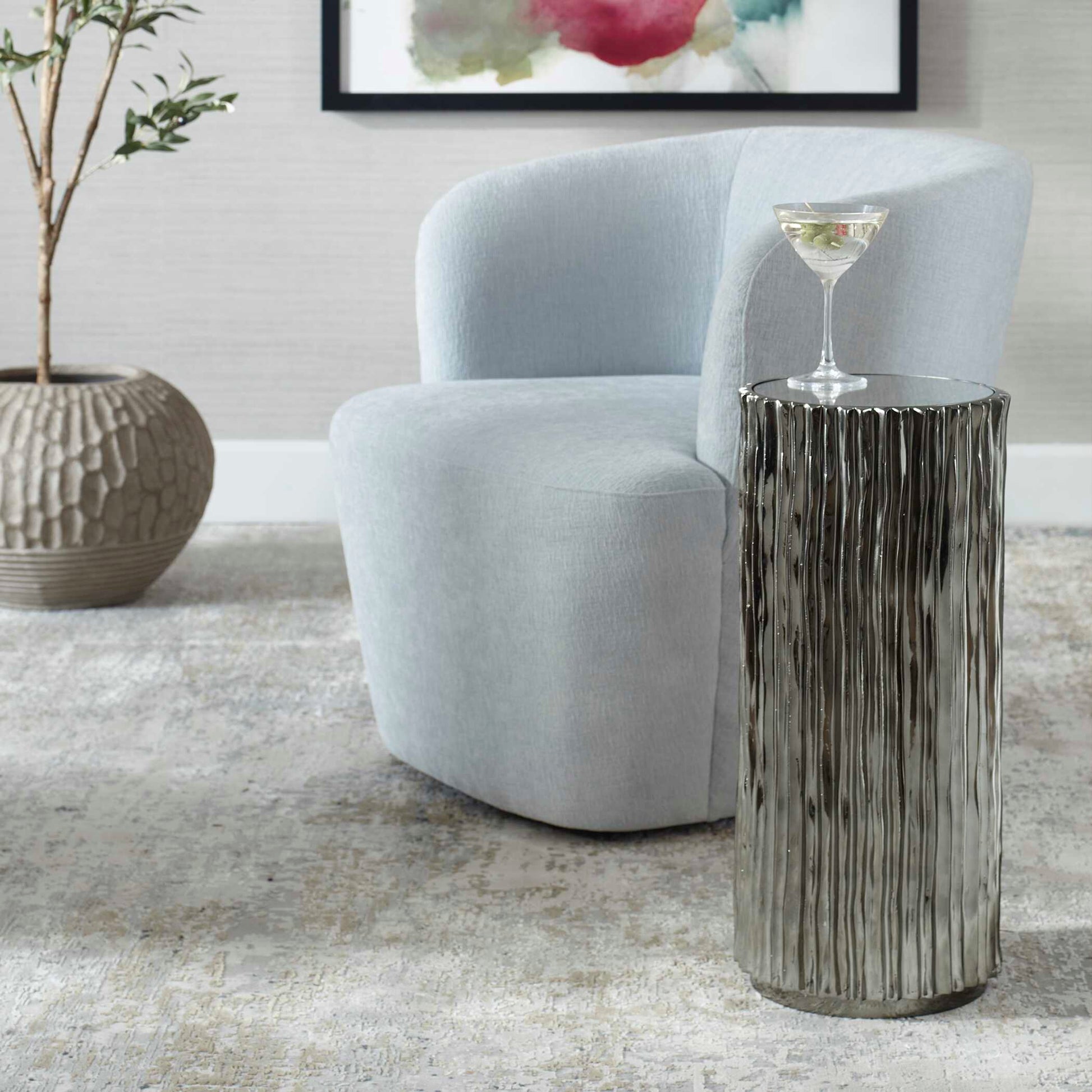 Uttermost Echo Modern Nickel Drink Table