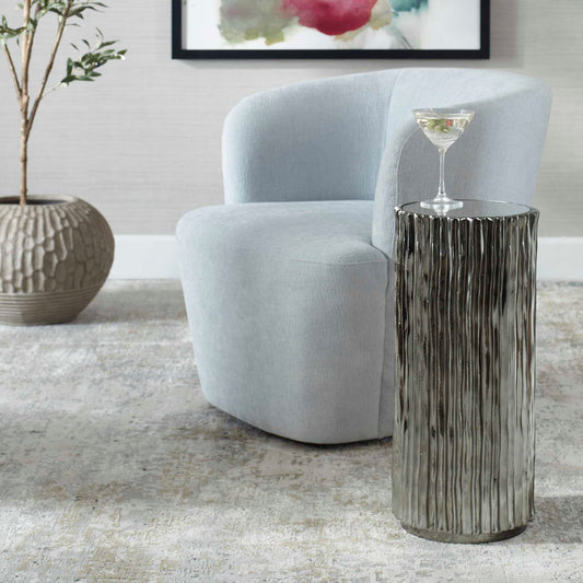 Uttermost Echo Modern Nickel Drink Table