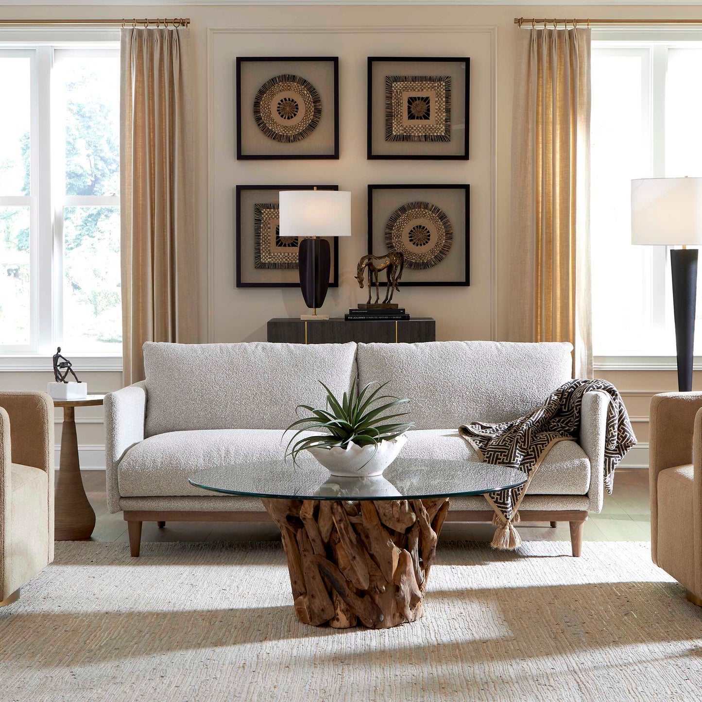Uttermost Freefall Gray Ceruse Sofa