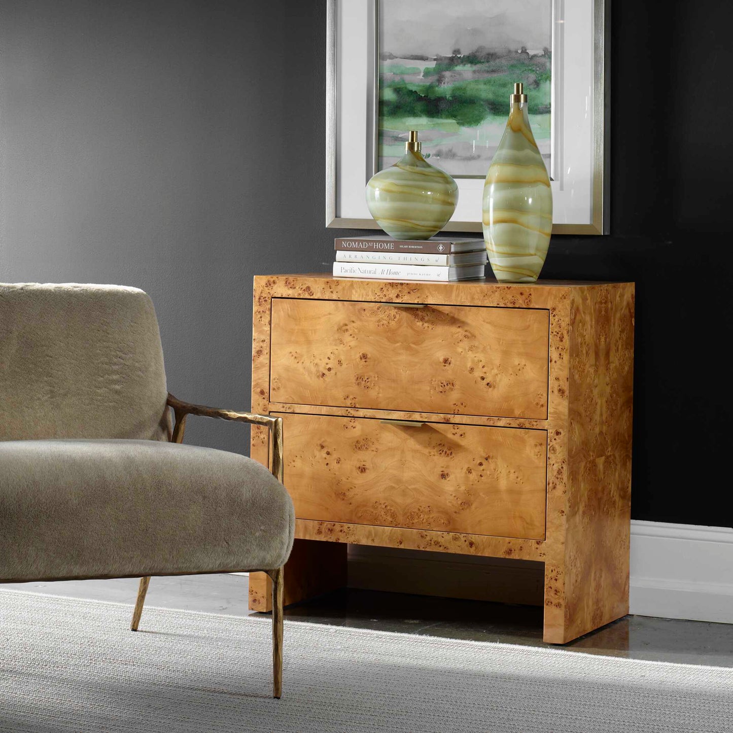 Uttermost Indus 2 Drawer Burl Chest