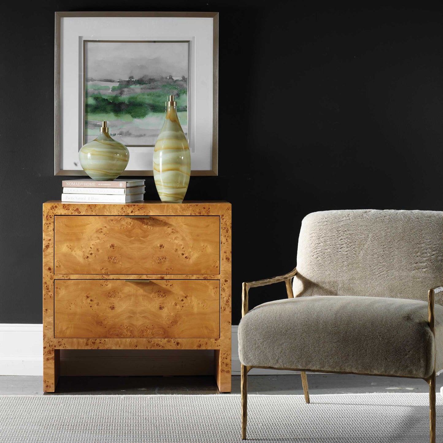 Uttermost Indus 2 Drawer Burl Chest