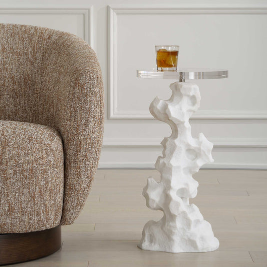 Uttermost Remnant White Stone Drink Table