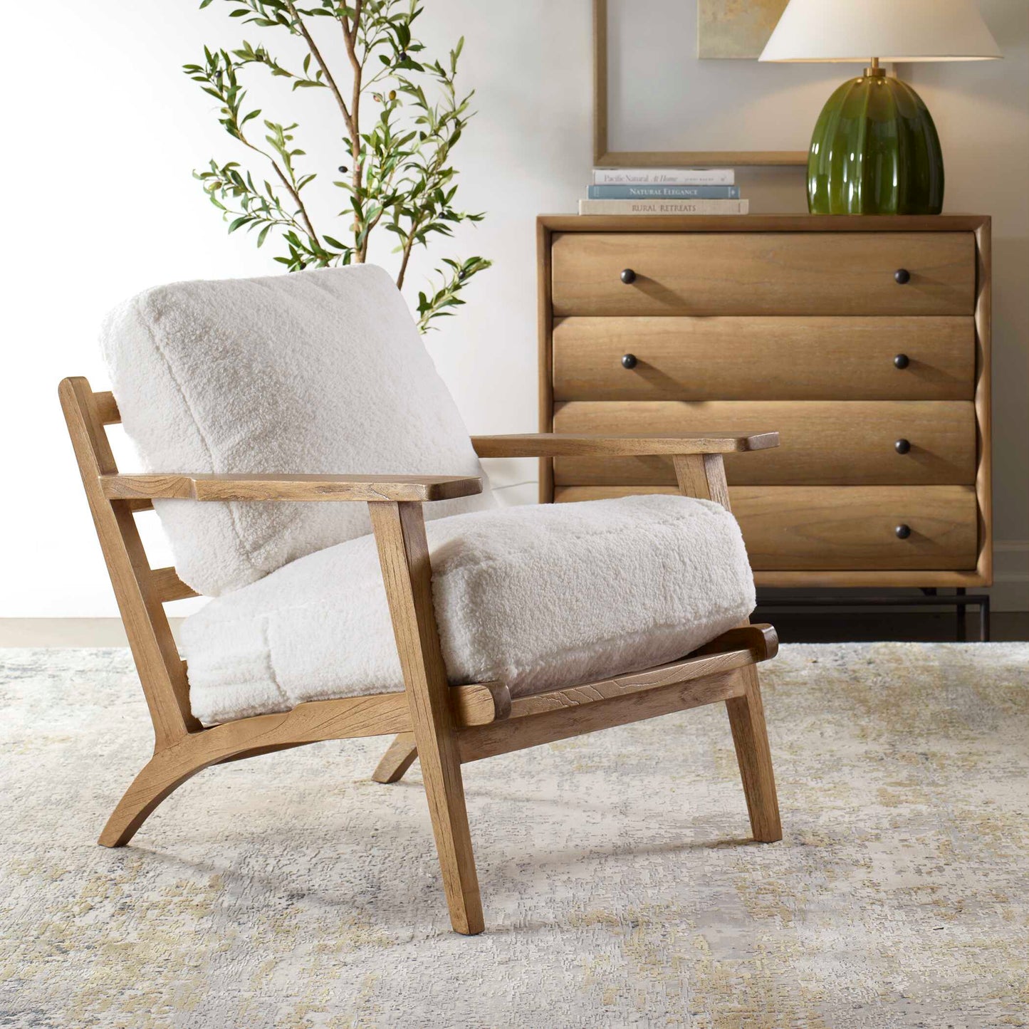 Uttermost Laid Back Sheepskin Accent Chair