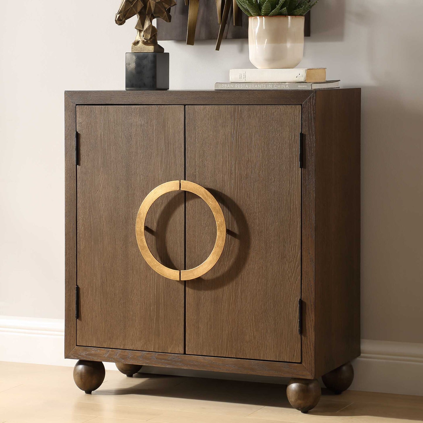 Uttermost Mayenne 2 Door Oak Wood Cabinet