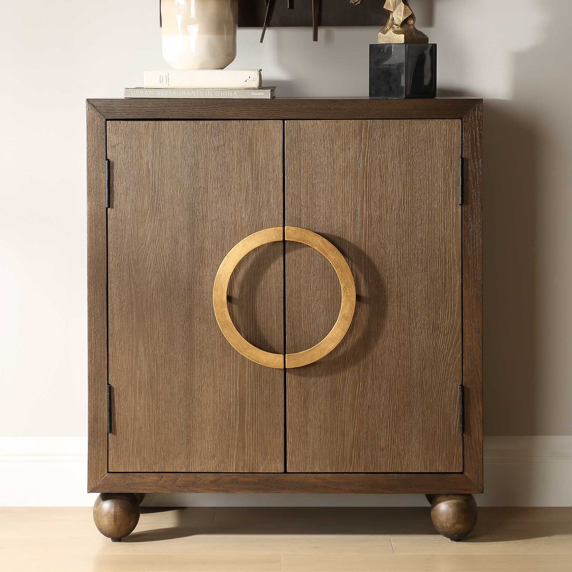 Uttermost Mayenne 2 Door Oak Wood Cabinet