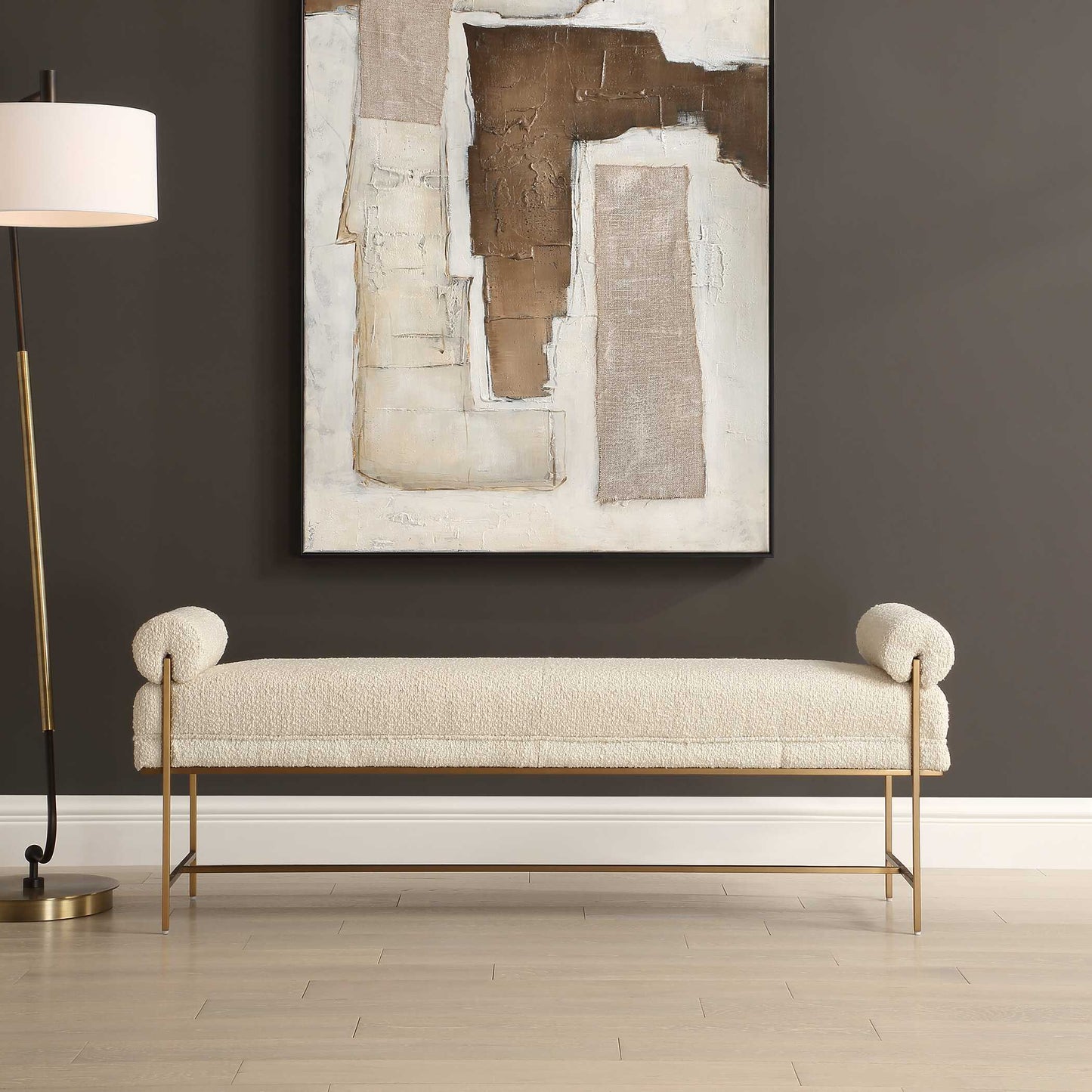 Uttermost Bolster Pearl White Bench