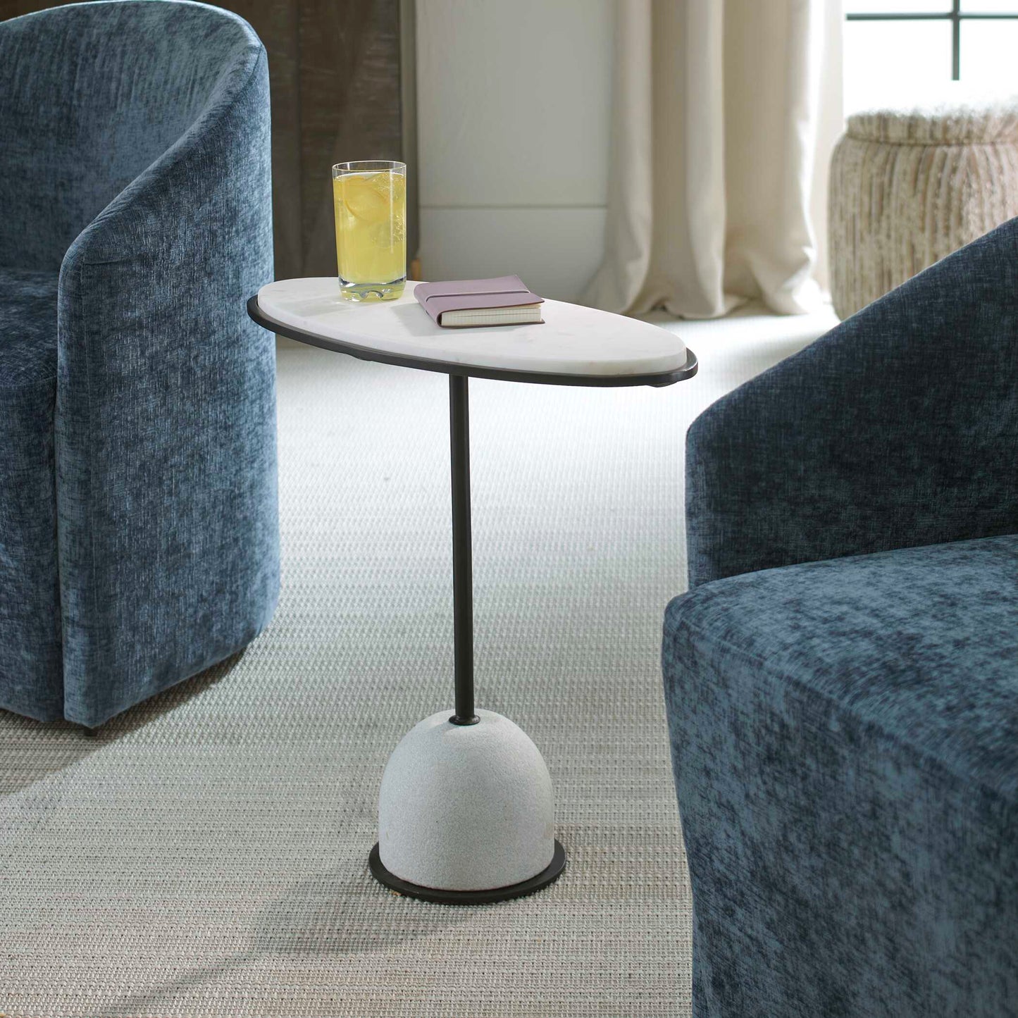 Uttermost Morro White Marble Side Table