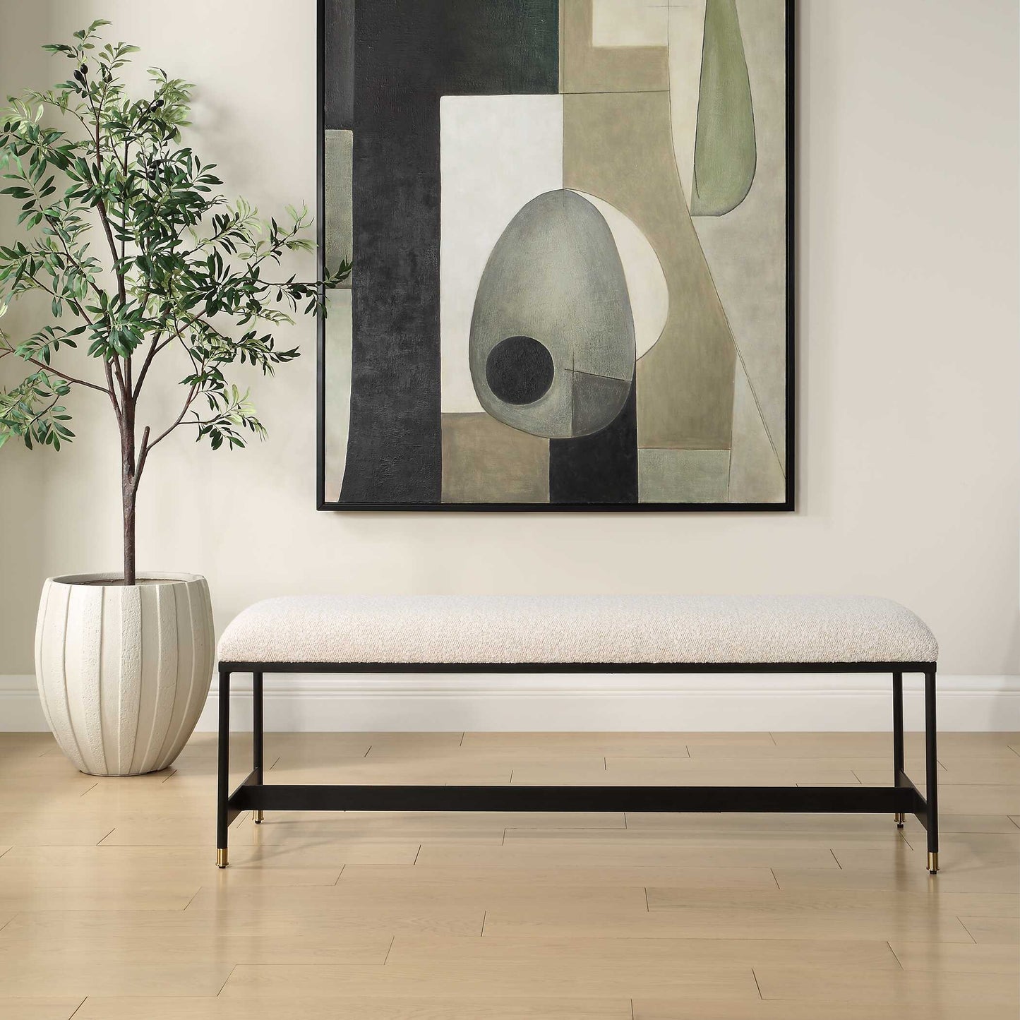 Uttermost Halston Upholstered White Bench