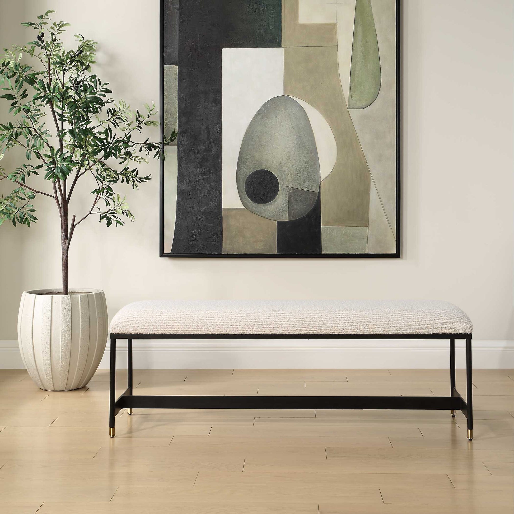 Uttermost Halston Upholstered White Bench