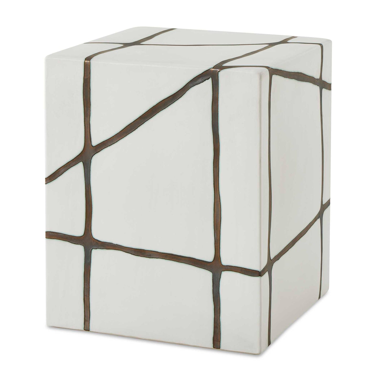 Uttermost Rocklyn White Cube Garden Stool