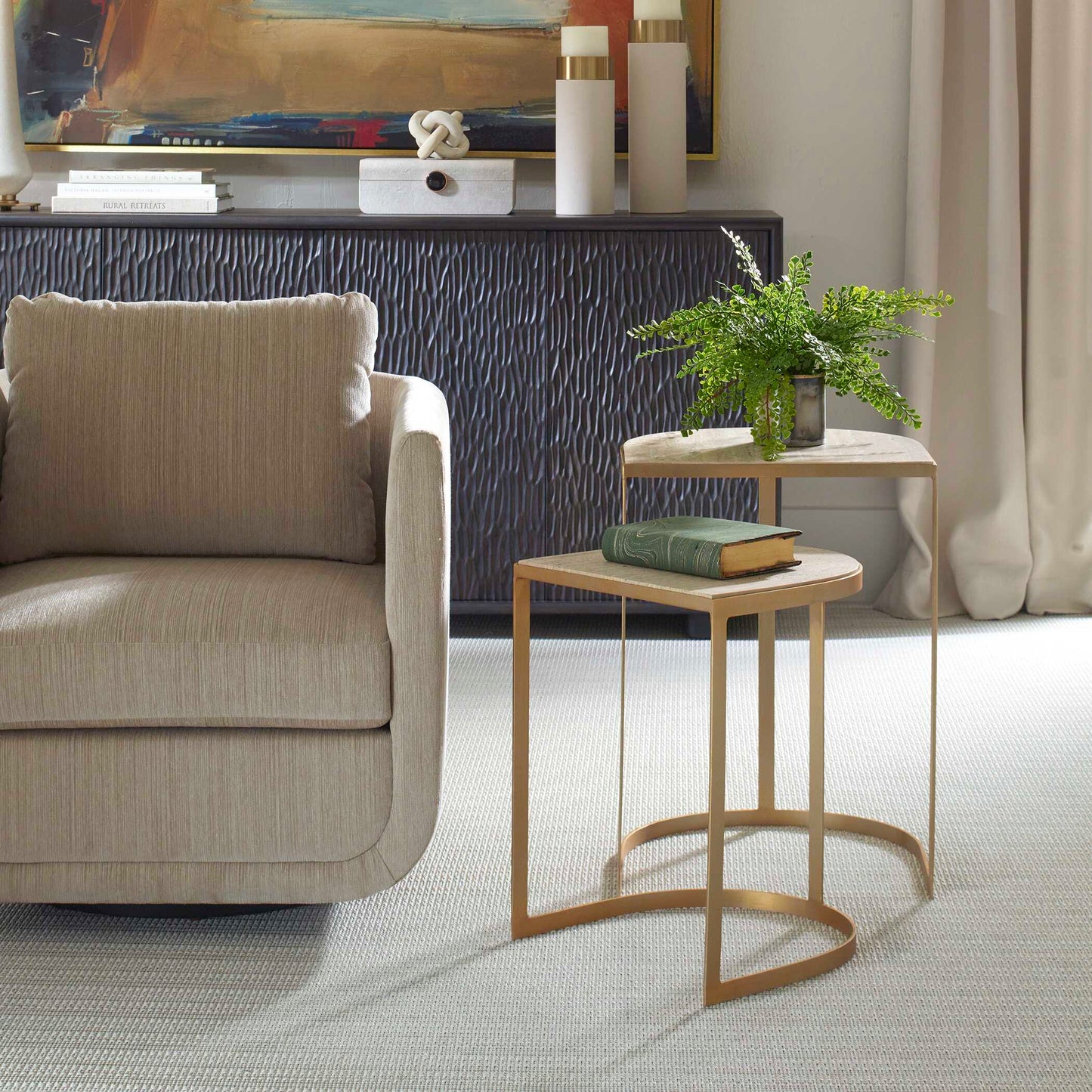 Uttermost Lindon Travertine Nesting Tables Set/2