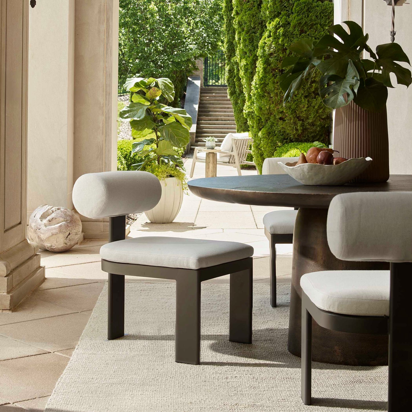 Uttermost Bolster Back White Outdoor Dining Chair