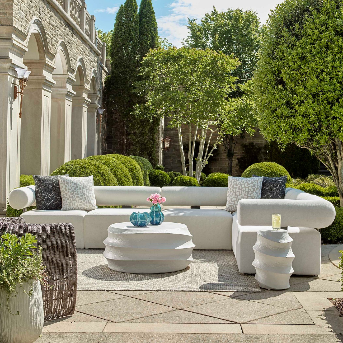 Uttermost Winded Outdoor White Accent Table